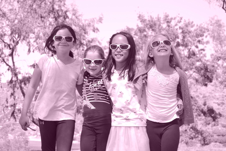 young girls with sunglasses on